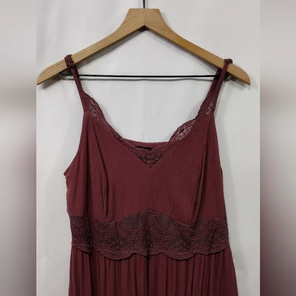 Torrid Hanky Hem Mini Dress Women's 1X Burgundy Babydoll Retro 90s Y2K Romantic - Picture 3 of 9